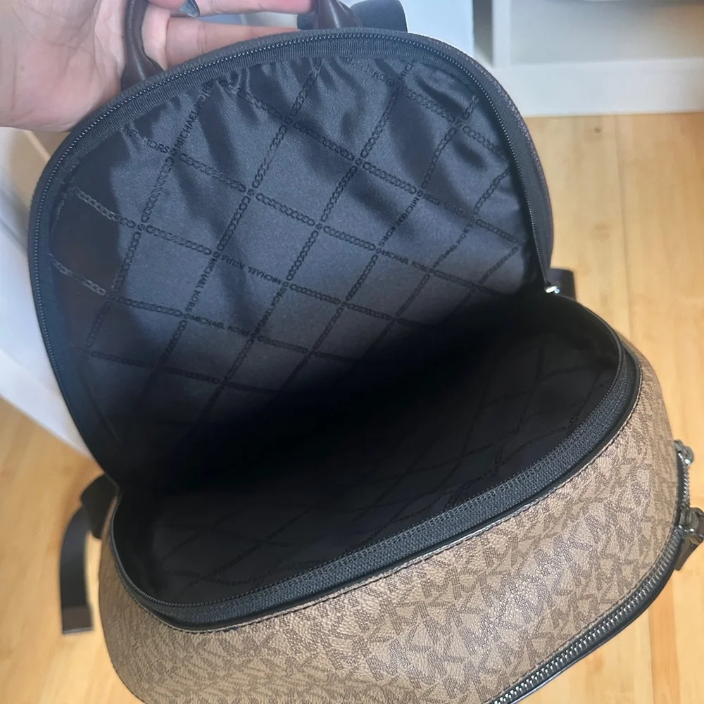 Michael Kors Hudson Logo Canvas Leather Large Backpack